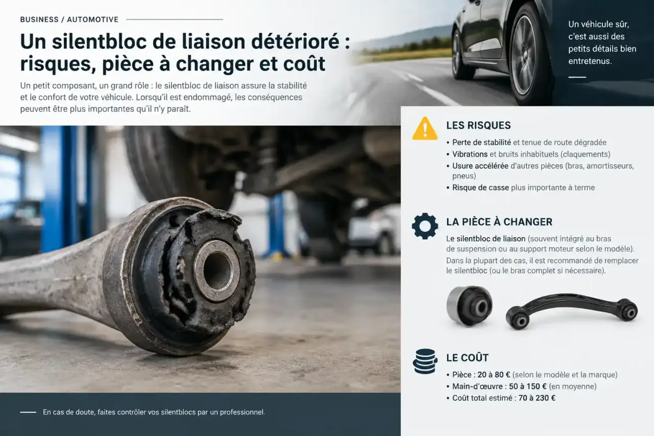 Un silentbloc de liaison détérioré : risques, pièce à changer et coût